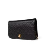 Vintage Black Lambskin Quilted Full Flap Bag Gold Hardware - Image 3