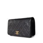 Vintage Black Lambskin Quilted Mini Full Flap Gold Hardware - Image 2
