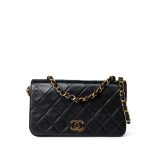 Vintage Black Lambskin Quilted Mini Full Flap Gold Hardware - Image 12
