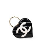 Vintage Black Patent Quilted CC Heart Bag