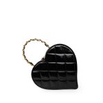 Vintage Black Patent Quilted CC Heart Bag - Image 3