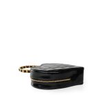 Vintage Black Patent Quilted CC Heart Bag - Image 5