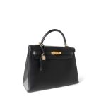 Vintage Kelly Sellier 32 Black Box Calfskin Gold Plated F Square Stamp - Image 9
