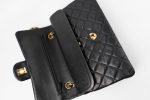 Black Vintage Lambskin Quilted Classic Flap Medium GHW - Image 12