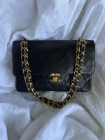 Black Vintage Lambskin Quilted Double Flap Small GHW