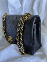 Black Vintage Lambskin Quilted Double Flap Small GHW - Image 4