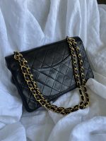 Black Vintage Lambskin Quilted Double Flap Small GHW - Image 7