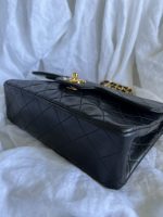 Black Vintage Lambskin Quilted Double Flap Small GHW - Image 9