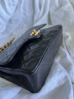 Black Vintage Lambskin Quilted Double Flap Small GHW - Image 10
