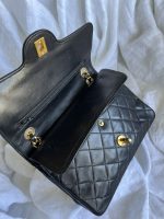 Black Vintage Lambskin Quilted Double Flap Small GHW - Image 11