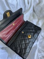 Black Vintage Lambskin Quilted Double Flap Small GHW - Image 12