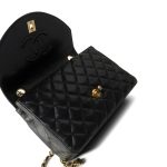 Black Vintage Lambskin Quilted Half Moon Single Flap Small GHW - Image 2