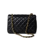 Black Vintage Lambskin Quilted Half Moon Single Flap Small GHW - Image 5