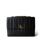 Vintage Mademoiselle Black Caviar Vertical Flap Jumbo Gold Hardware
