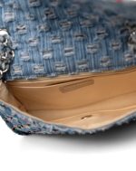 17S Woven Denim Multicolor Medium Flap Silver Hardware - Image 15