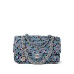 17S Woven Denim Multicolor Medium Flap Silver Hardware