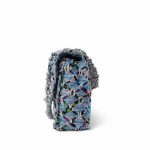 17S Woven Denim Multicolor Medium Flap Silver Hardware - Image 4