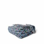 17S Woven Denim Multicolor Medium Flap Silver Hardware - Image 9