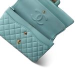 19C Tiffany Blue Caviar Quilted Medium Classic Flap Light Gold Hardware - Image 9