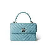 19C Tiffany Blue Chevron Lambskin Trendy CC Flap Small Light Gold Hardware - Image 2