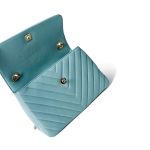 19C Tiffany Blue Chevron Lambskin Trendy CC Flap Small Light Gold Hardware - Image 11