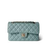 20C Tiffany Blue Caviar Quilted Classic Flap Small Light Gold Hardware - Image 2