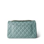 20C Tiffany Blue Caviar Quilted Classic Flap Small Light Gold Hardware - Image 5