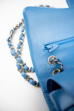 20S Blue Caviar Quilted Classic Flap Medium Light Gold Hardware - Image 2