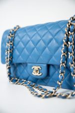 20S Blue Caviar Quilted Classic Flap Medium Light Gold Hardware - Image 3