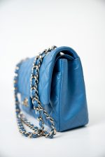 20S Blue Caviar Quilted Classic Flap Medium Light Gold Hardware - Image 7