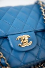 20S Blue Caviar Quilted Classic Flap Medium Light Gold Hardware - Image 8