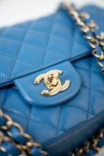 20S Blue Caviar Quilted Classic Flap Medium Light Gold Hardware - Image 10