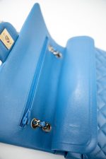 20S Blue Caviar Quilted Classic Flap Medium Light Gold Hardware - Image 12