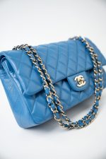 20S Blue Caviar Quilted Classic Flap Medium Light Gold Hardware - Image 13