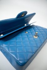 20S Blue Caviar Quilted Classic Flap Medium Light Gold Hardware - Image 17