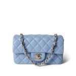 21C Sky Blue Lambskin Quilted Mini Rectangular Flap Light Gold Hardware - Image 10