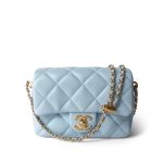 21K My Perfect Bag Light Blue Caviar Quilted Aged Gold Hardware - Image 7
