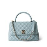 22P Light Blue Caviar Quilted Coco Handle Medium (Old Small) Light Gold Hardware