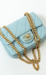 22P Light Blue Mini Square Enamel Lambskin pending CC  AGHW - Image 4