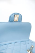 22S CC In Love Blue Lambskin Quilted Large Heart Bag Light Gold Hardware - Image 2