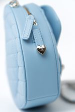22S CC In Love Blue Lambskin Quilted Large Heart Bag Light Gold Hardware - Image 4