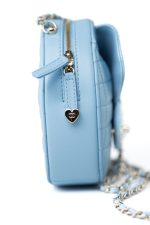 22S CC In Love Blue Lambskin Quilted Large Heart Bag Light Gold Hardware - Image 7