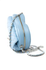 22S CC In Love Blue Lambskin Quilted Large Heart Bag Light Gold Hardware - Image 9