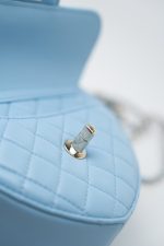 22S CC In Love Blue Lambskin Quilted Large Heart Bag Light Gold Hardware - Image 11