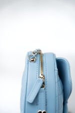 22S CC In Love Blue Lambskin Quilted Large Heart Bag Light Gold Hardware - Image 3