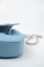 22S CC In Love Blue Lambskin Quilted Large Heart Bag Light Gold Hardware - Image 6