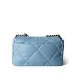 22S Light Blue Lambskin Quilted 19 Flap Small MHW - Image 8