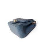 23K Blue Lambskin Quilted Mini Square Pearl Crush Antique Gold Hardware - Image 10