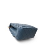 23K Blue Lambskin Quilted Mini Square Pearl Crush Antique Gold Hardware - Image 9