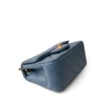 23K Blue Lambskin Quilted Mini Square Pearl Crush Antique Gold Hardware - Image 7